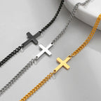 Cross Bracelet Curb Chain For Men Or Women Black