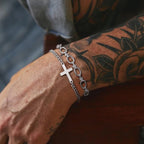 Cross Bracelet Curb Chain For Men Or Women Silver