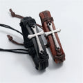Black Leather Cross Bracelet for Men