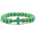 Green Natural Stone Cross Bracelet 