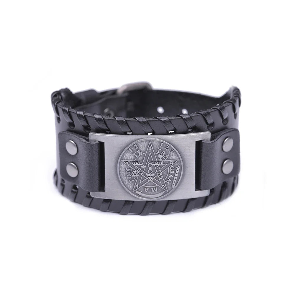 Leather Bracelet Pentacle Witchcraft Wiccan Chain Bracelet 5