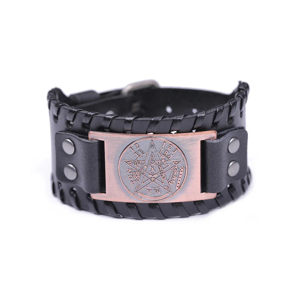 Leather Bracelet Pentacle Witchcraft Wiccan Chain Bracelet 4