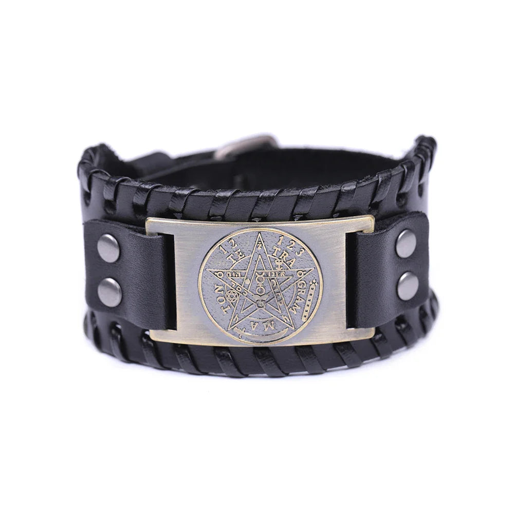 Leather Bracelet Pentacle Witchcraft Wiccan Chain Bracelet 6