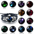 12 Constellation Zodiac Sign Leather Bracelet