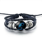12 Constellation Zodiac Sign Leather Bracelet Aquarius