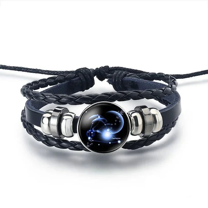 12 Constellation Zodiac Sign Leather Bracelet Capricorn