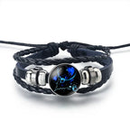 12 Constellation Zodiac Sign Leather Bracelet Pisces