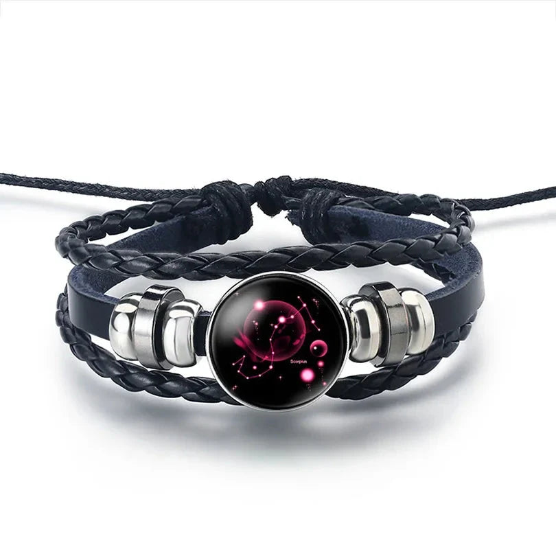 12 Constellation Zodiac Sign Leather Bracelet Scorpio