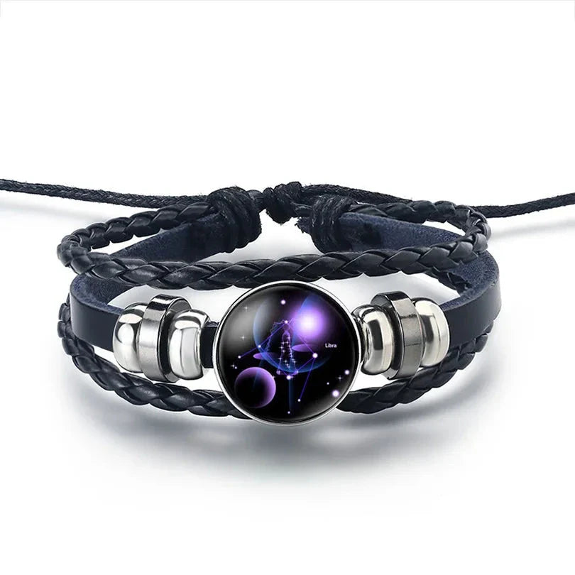 12 Constellation Zodiac Sign Leather Bracelet Libra
