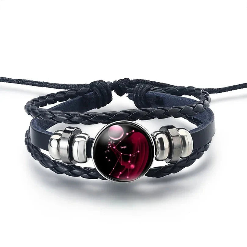 12 Constellation Zodiac Sign Leather Bracelet Virgo