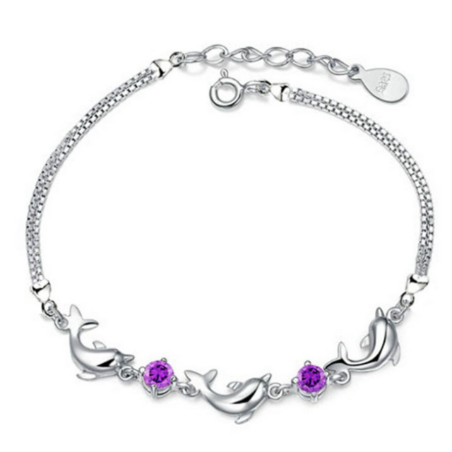 Dolphin Bracelet Silver Purple