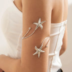 Boho arm bracelet for women - silver starfish bicep chain