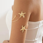 Boho arm bracelet for women - gold starfish bicep chain
