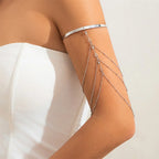 Elegant Women's Arm Bracelet - Upper Arm Ornament and Bicep Chain Jewelry silver