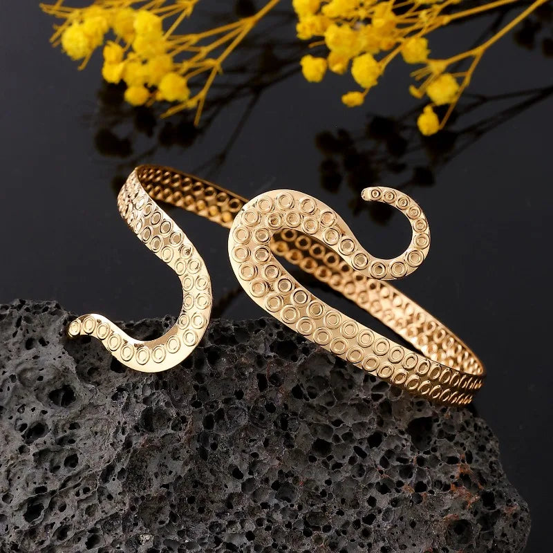 Women's Arm Bracelet Snake Tail - Arm Chain Ornament and Gold Bicep Jewelry