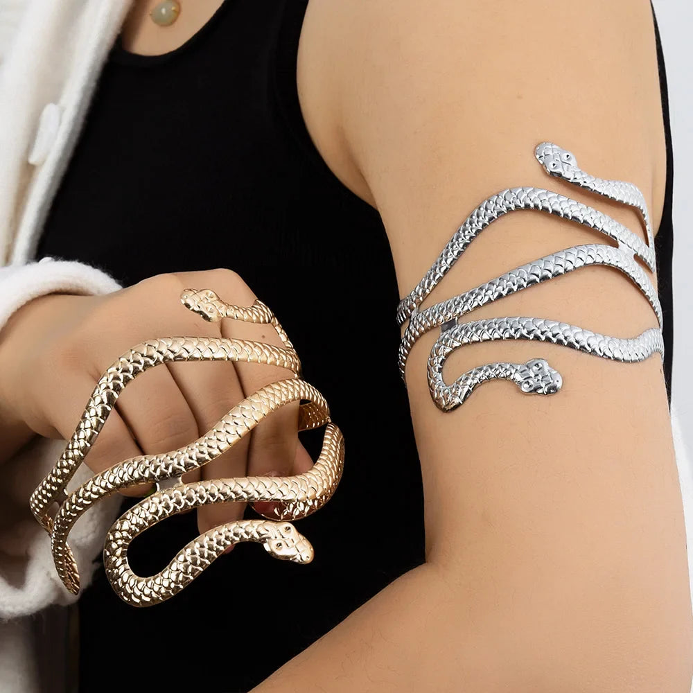 Women’s Snake Arm Bracelet - Arm Chain Ornament and Bicep Jewelry silver