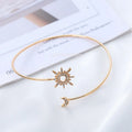 Women's Sun Moon Arm Bracelet - Arm Chain Ornament and Gold Bicep Jewelry