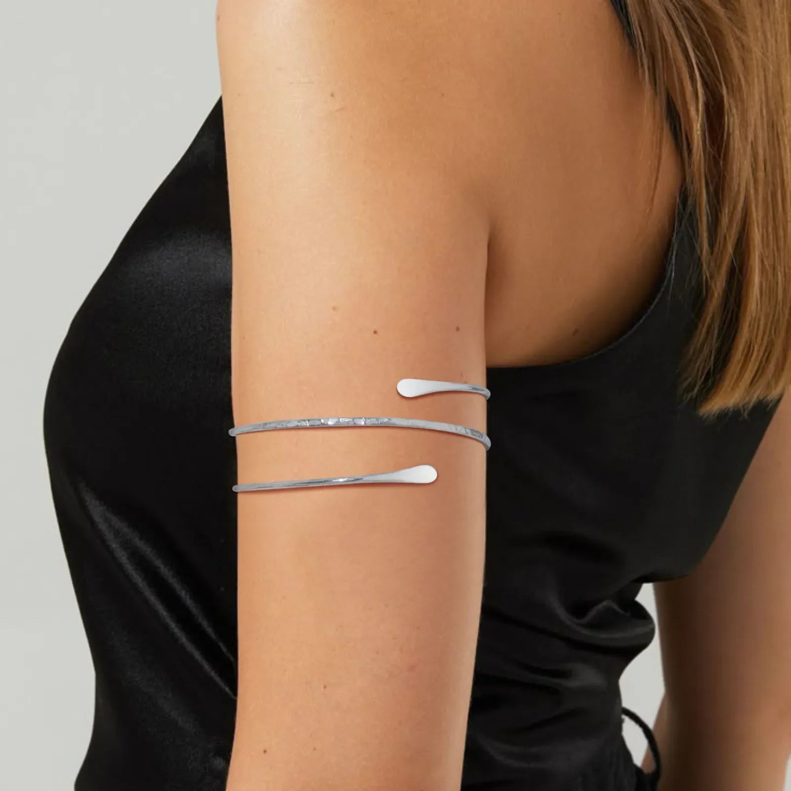 Women's upper arm bracelet - thin silver biceps chain