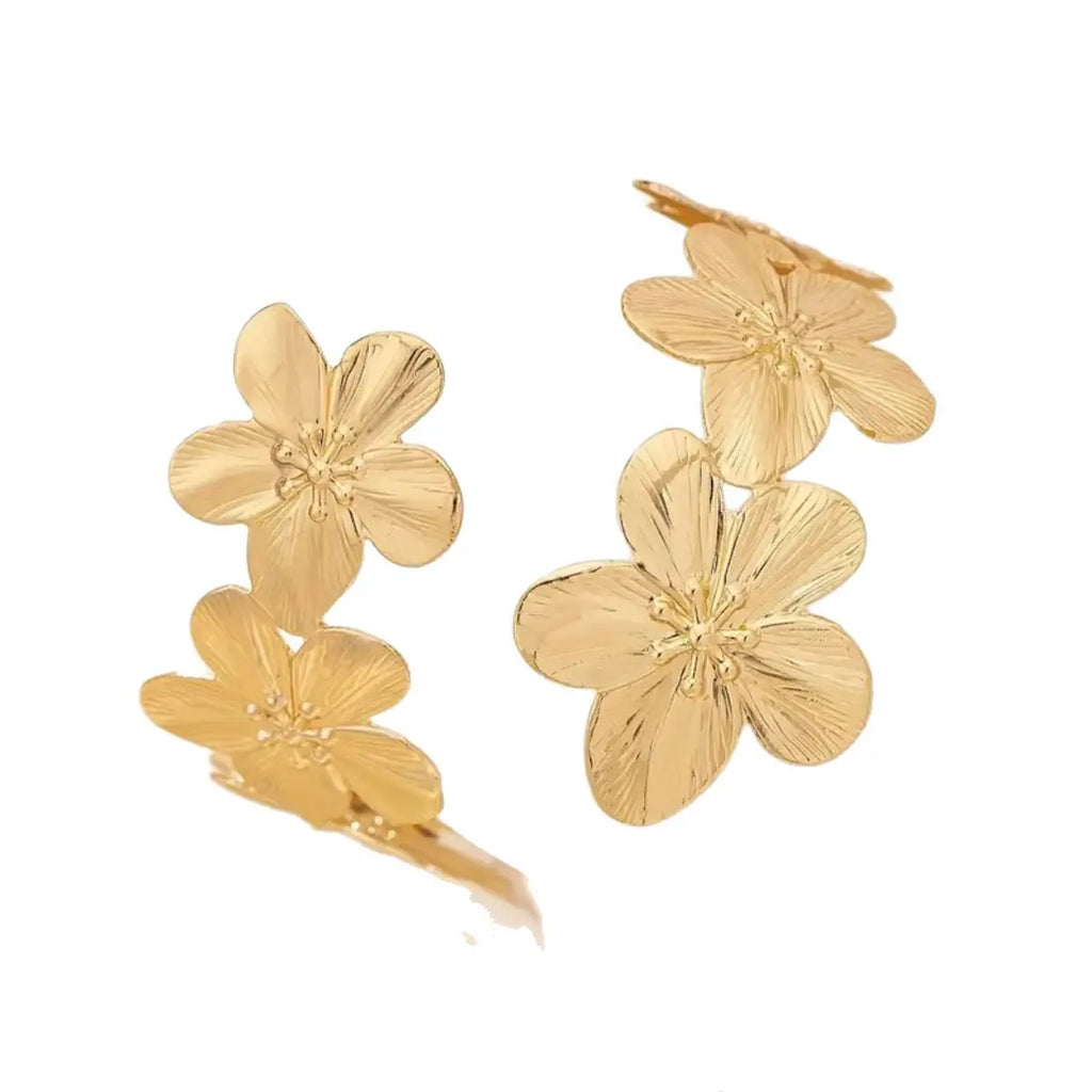 Women's arm bracelet - gold flower petal biceps chain