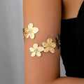 Women's arm bracelet - gold flower petal biceps chain