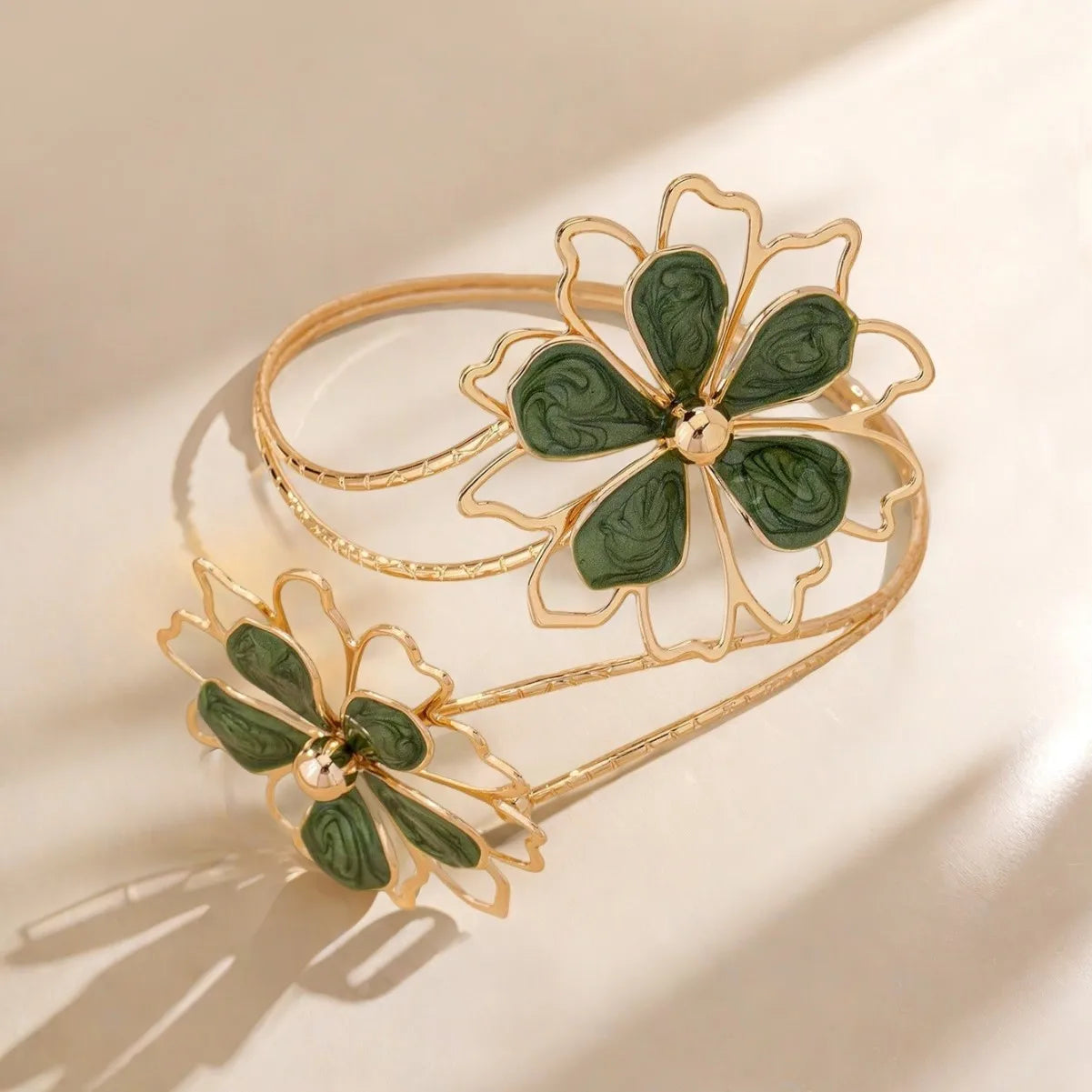 Women's Flower Arm Bracelet - Green Bicep Chain