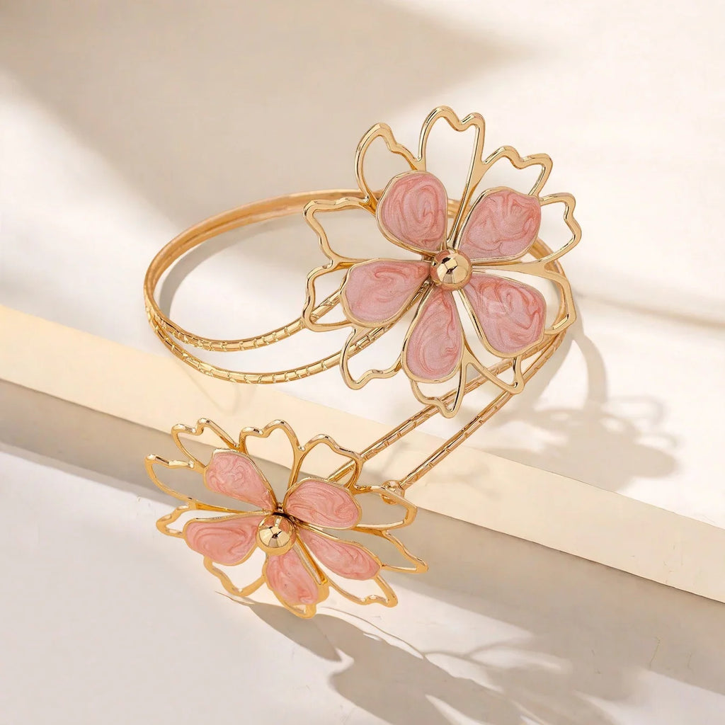 Women's Flower Arm Bracelet - Pink Bicep Chain
