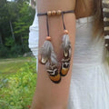 Women's arm bracelet with feather - bicep chain