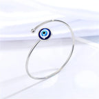 Turkish Blue Evil Eye Charm Bracelet silver