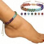 Natural stone 7 chakra ankle bracelet