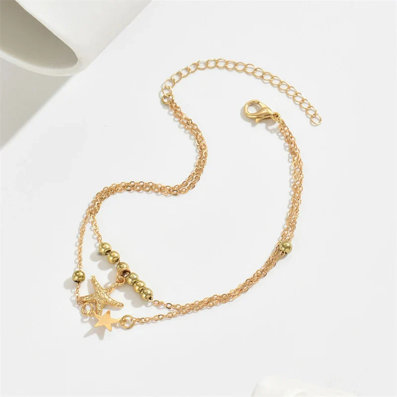 Gold Starfish Anklet for Women