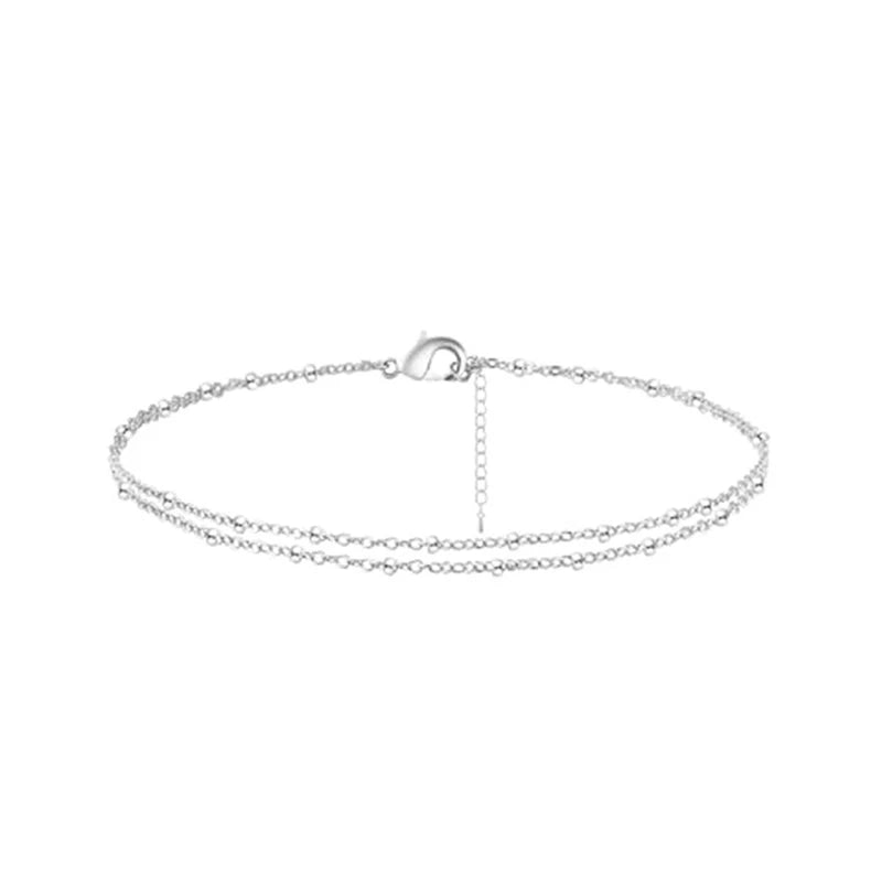 Double Row Fine Anklet Silver