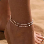 Double Row Fine Anklet Silver