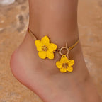 Yellow flower anklet for women