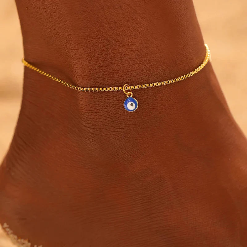 Blue Eye Anklet Gold