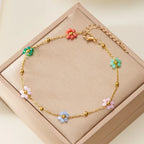 Ankle Bracelet with Colorful Flowers