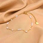 Anklet Bracelet with White Pearls