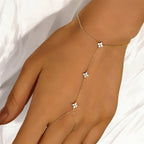 Gold Zircon Flower Hand Chain Bracelet