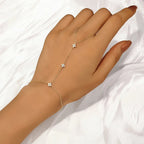 Gold Zircon Flower Hand Chain Bracelet