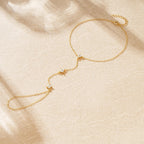 Gold Zircon Flower Hand Chain Bracelet