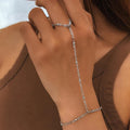 Women’s Beaded Hand Bracelet Jewelry Hand & Finger Chain silver