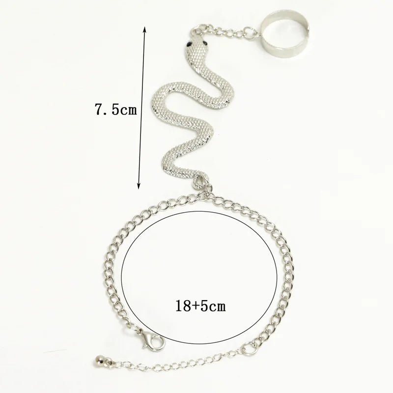 Serpent Hand Bracelet Women's Jewelry Hand & Finger Chain silver