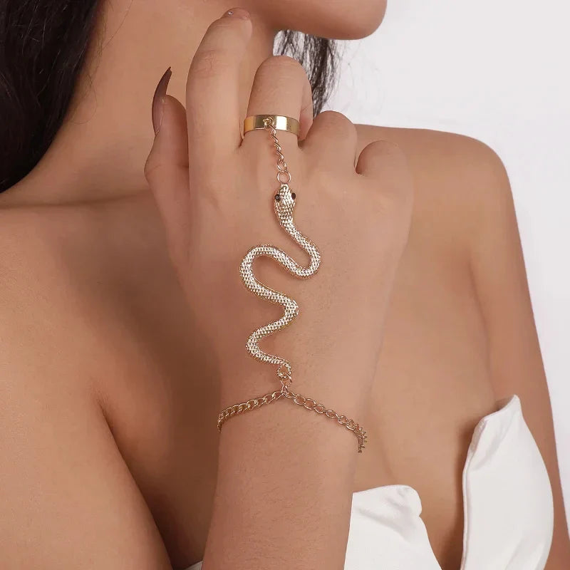 Serpent Hand Bracelet Women's Jewelry Hand & Finger Chain gold