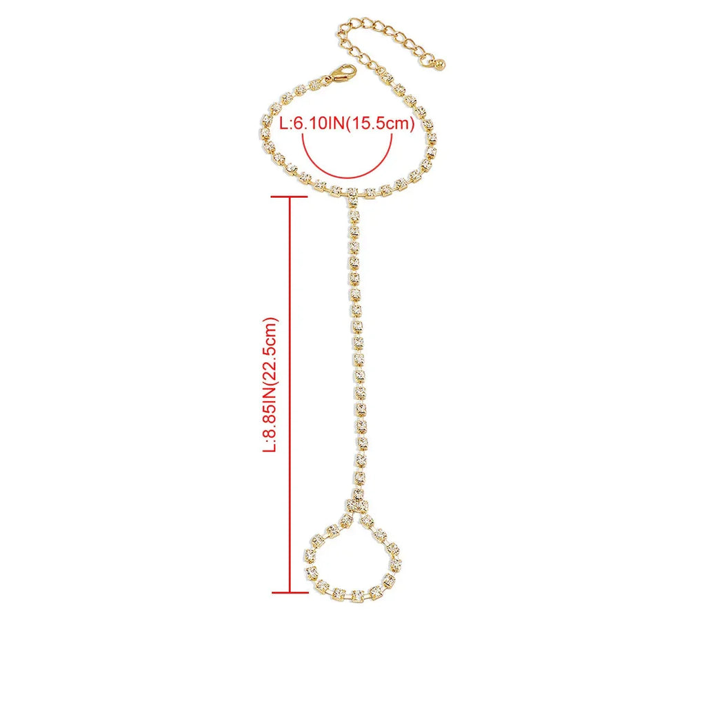 Rhinestone Hand Bracelet Women’s Jewelry Hand & Finger Chain gold