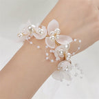 Wedding Bracelet with Pearls and Flowers