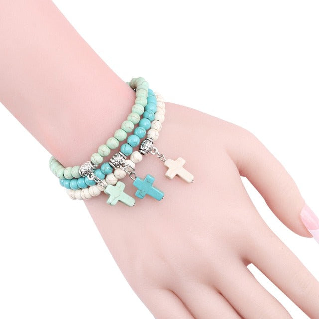 Pearl Bracelet with Cross
