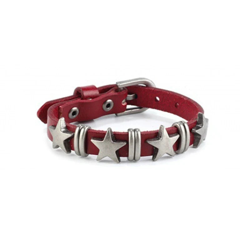 Vintage-Style Bracelet with Red Stars