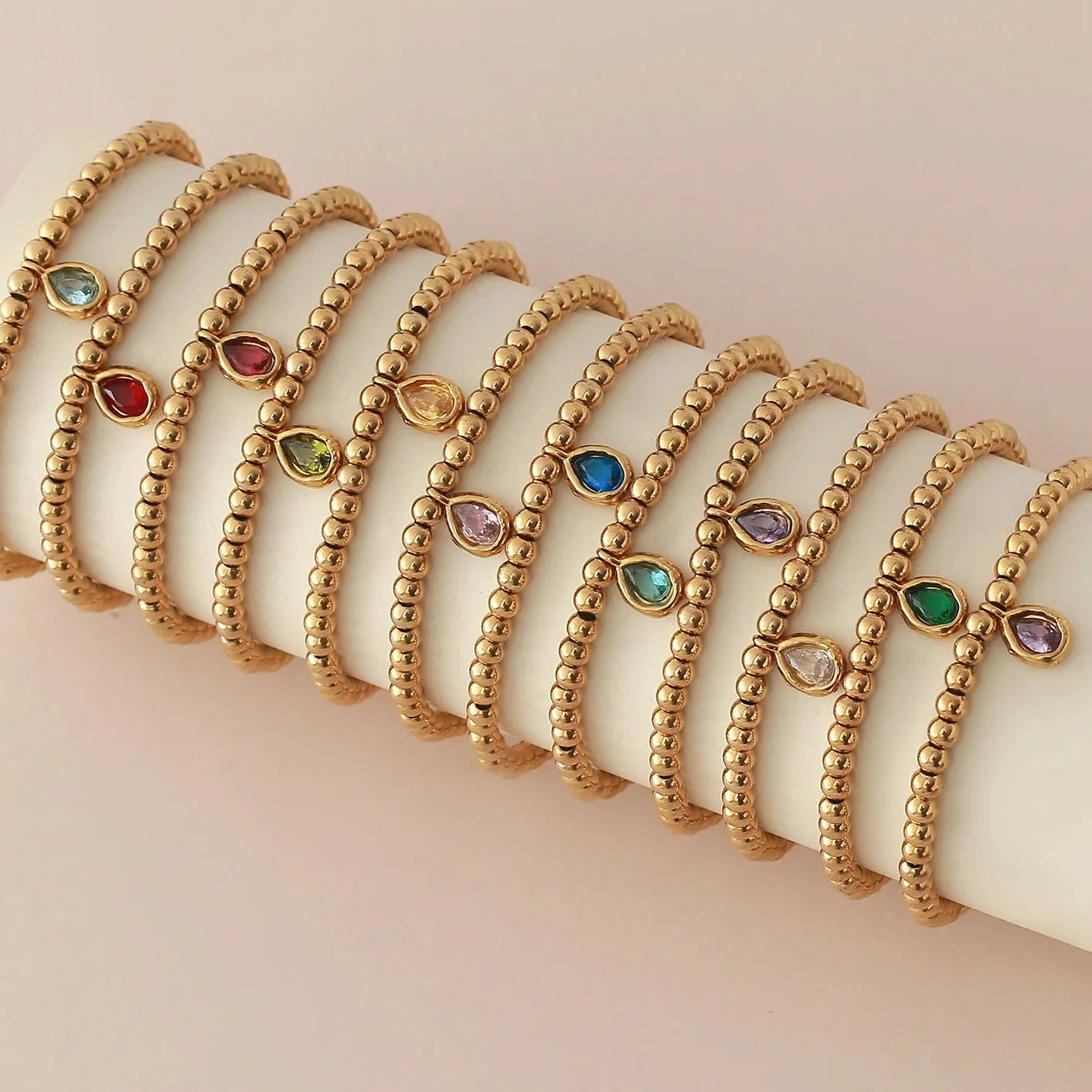 Gold bracelet with birthstone for women January
