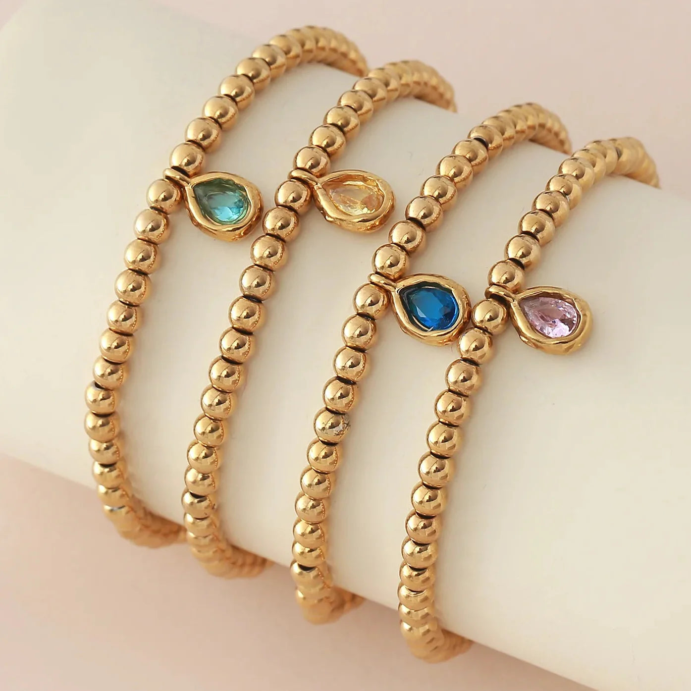 Gold bracelet with birthstone for women