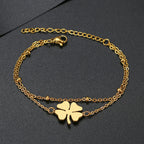 Double Bracelet with 4-Leaf Clover gold