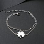 Double Bracelet with 4-Leaf Clover silver